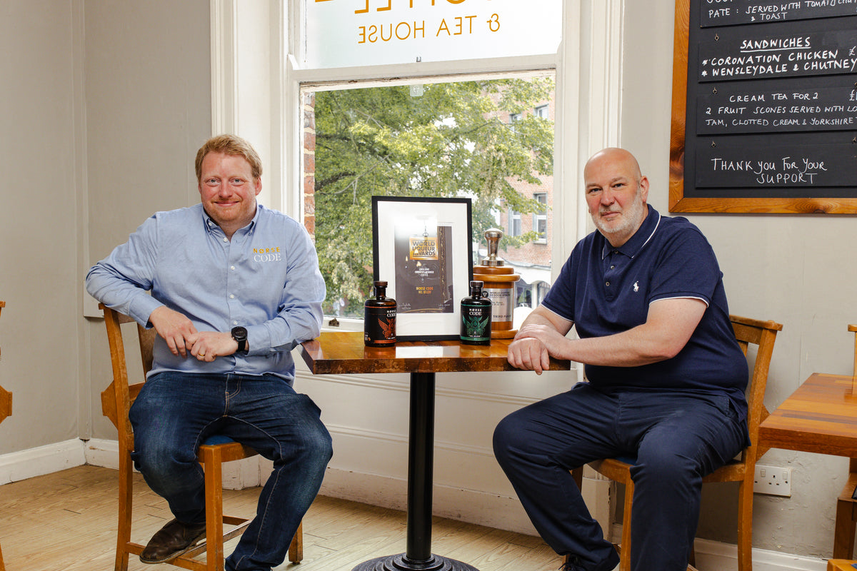 Norse Code Founders, pictured with Englands Best Coffee Liqueur in York