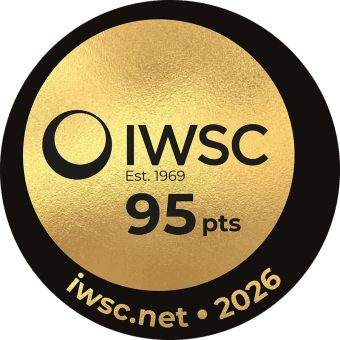 Gold medal with IWSC logo and '95 pts' rating from 2026 coffee liqueur. Norse Code Hel above