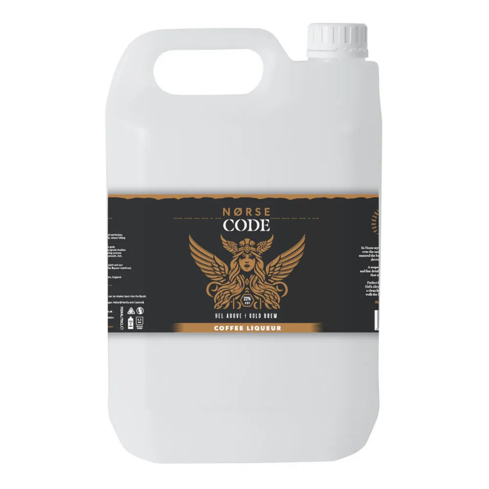 NORSE CODE HEL ABOVE Yorkshire Coffee Liqueur 4.9LTR 22% ABV bottle.