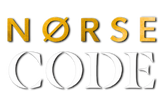 Logo with 'Norse Code' text in a stylized font on a white background