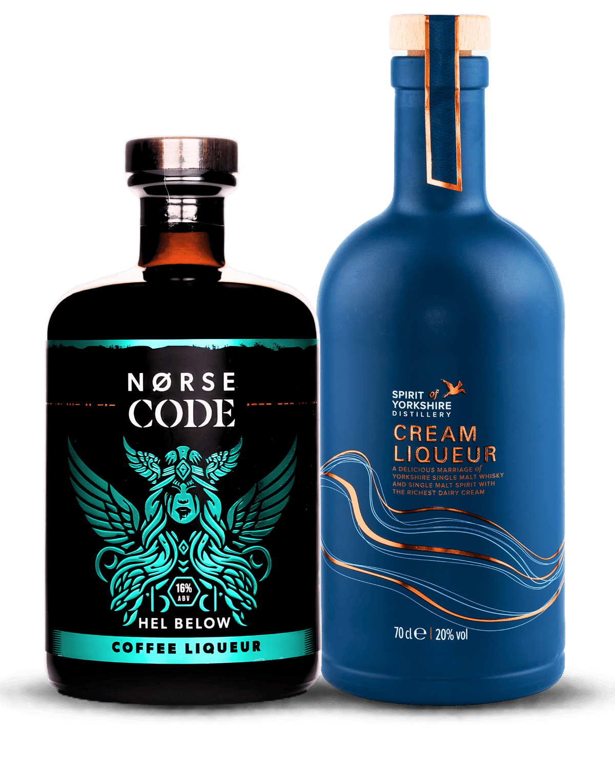 NORSE CODE Hel Below and Filey Bay Cream Liqueur — the Yorkshire pairing for a premium Baby Guinness at home.