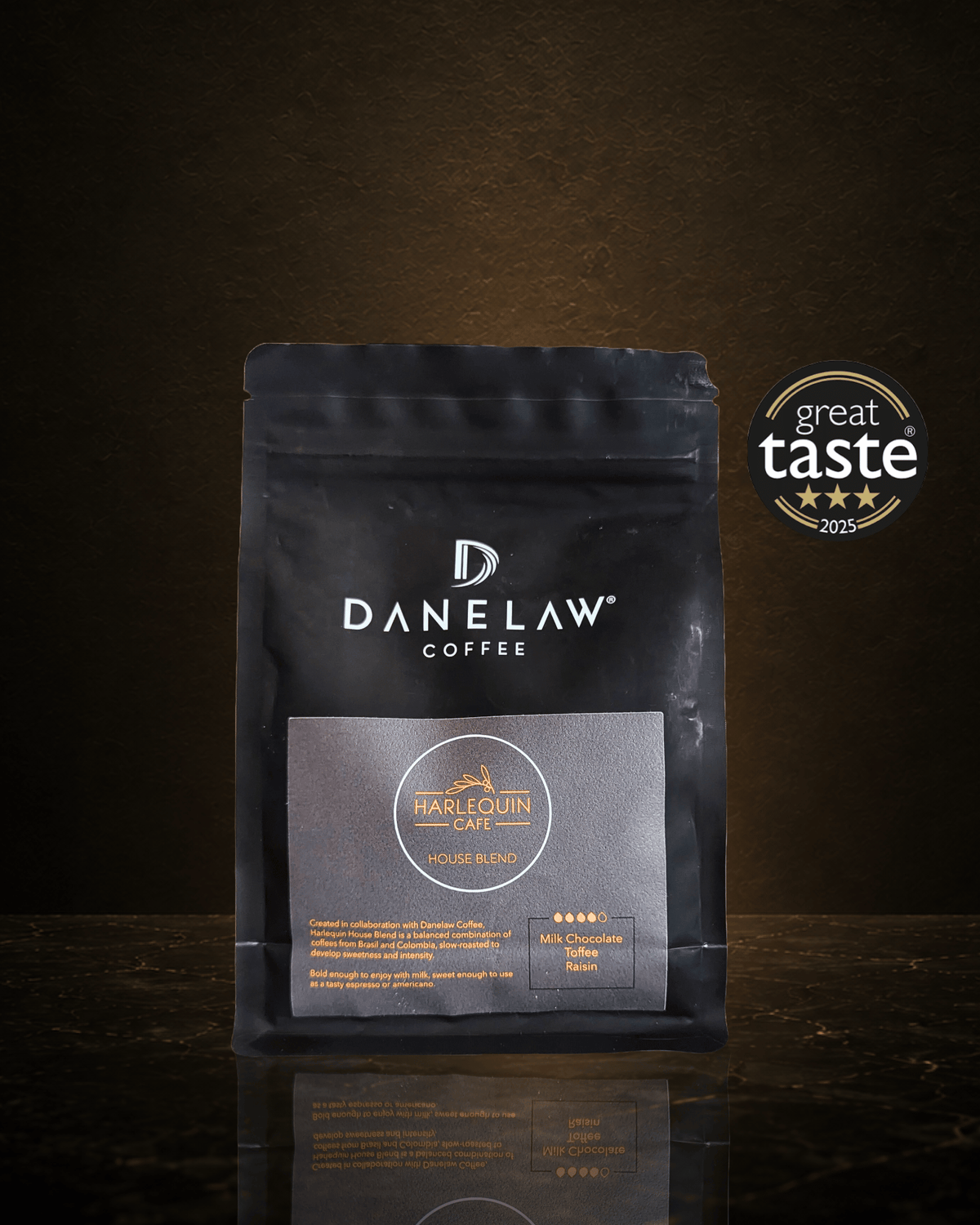 Harlequin coffee blend by Danelaw Coffee, award-winning specialty coffee blend used in NORSE CODE coffee liqueur