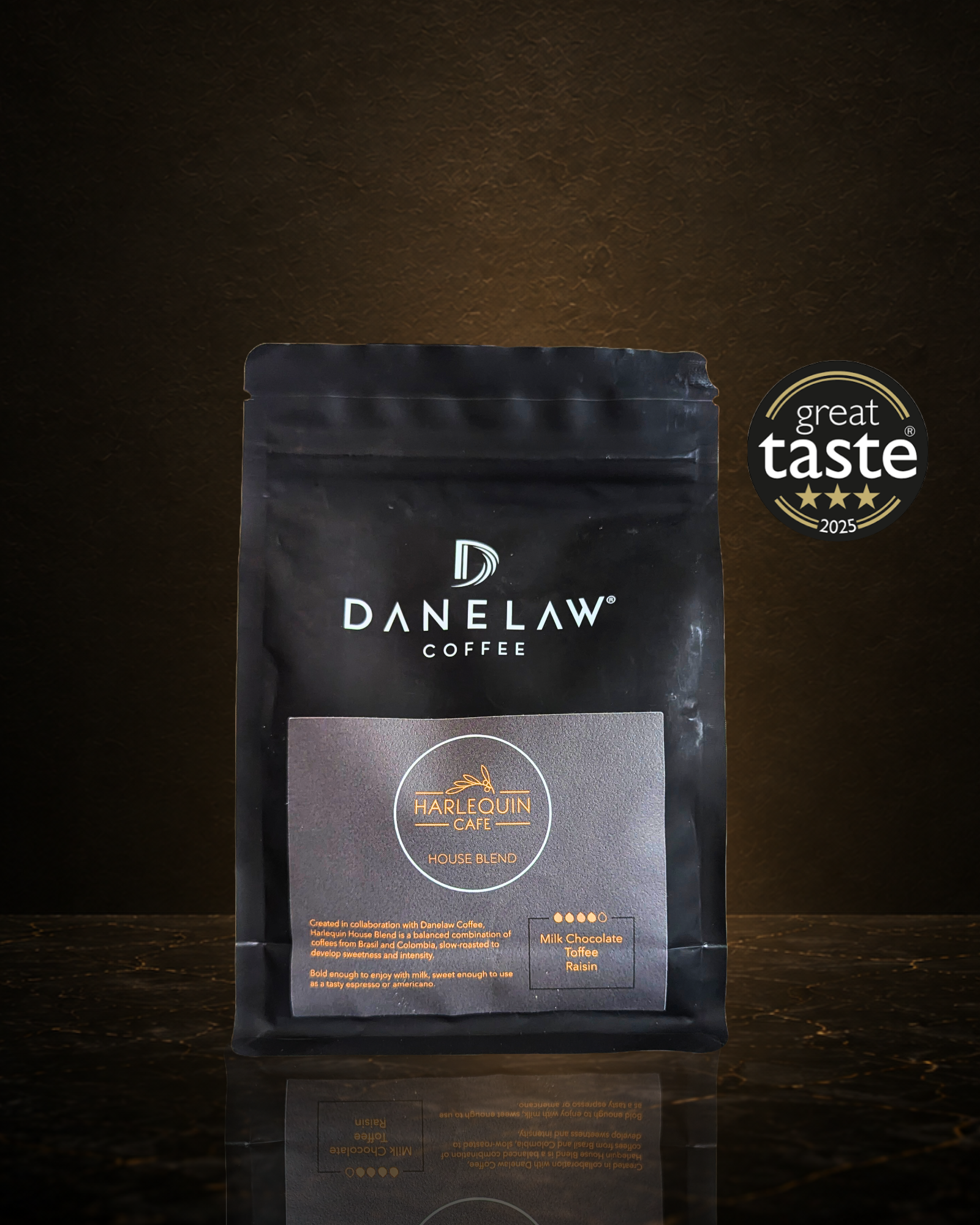 Harlequin coffee blend by Danelaw Coffee, award-winning specialty coffee blend used in NORSE CODE coffee liqueur