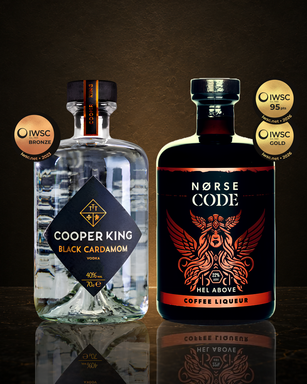Bundle of NORSE CODE Hel Above coffee liqueur and Cooper King Cardamom Vodka for premium Espresso Martinis