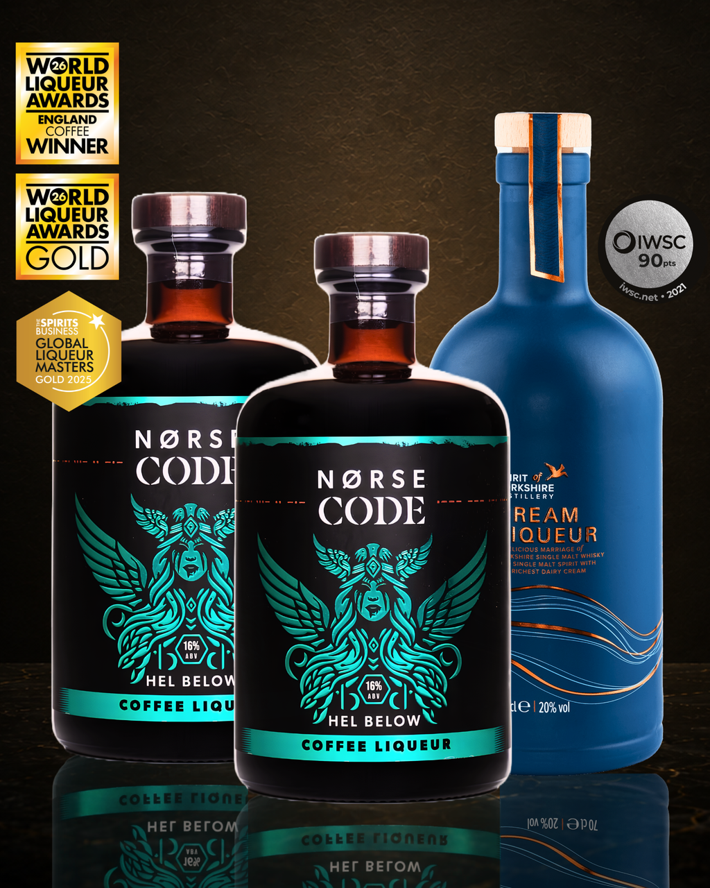 NORSE CODE Hel Below coffee liqueur with Filey Bay cream liqueur, premium Yorkshire bundle for Baby Guinness shots and layered coffee cocktails