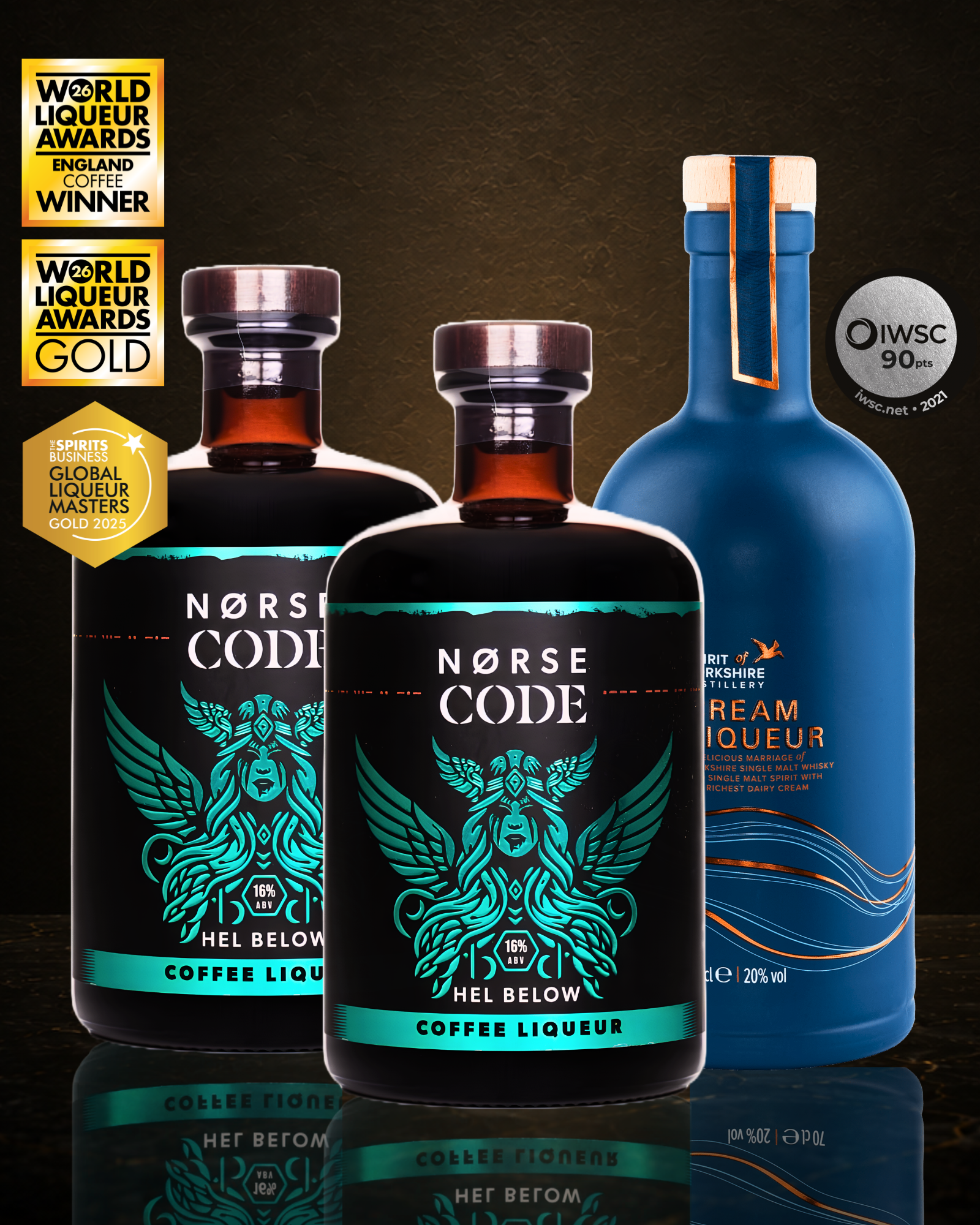 NORSE CODE Hel Below coffee liqueur with Filey Bay cream liqueur, premium Yorkshire bundle for Baby Guinness shots and layered coffee cocktails