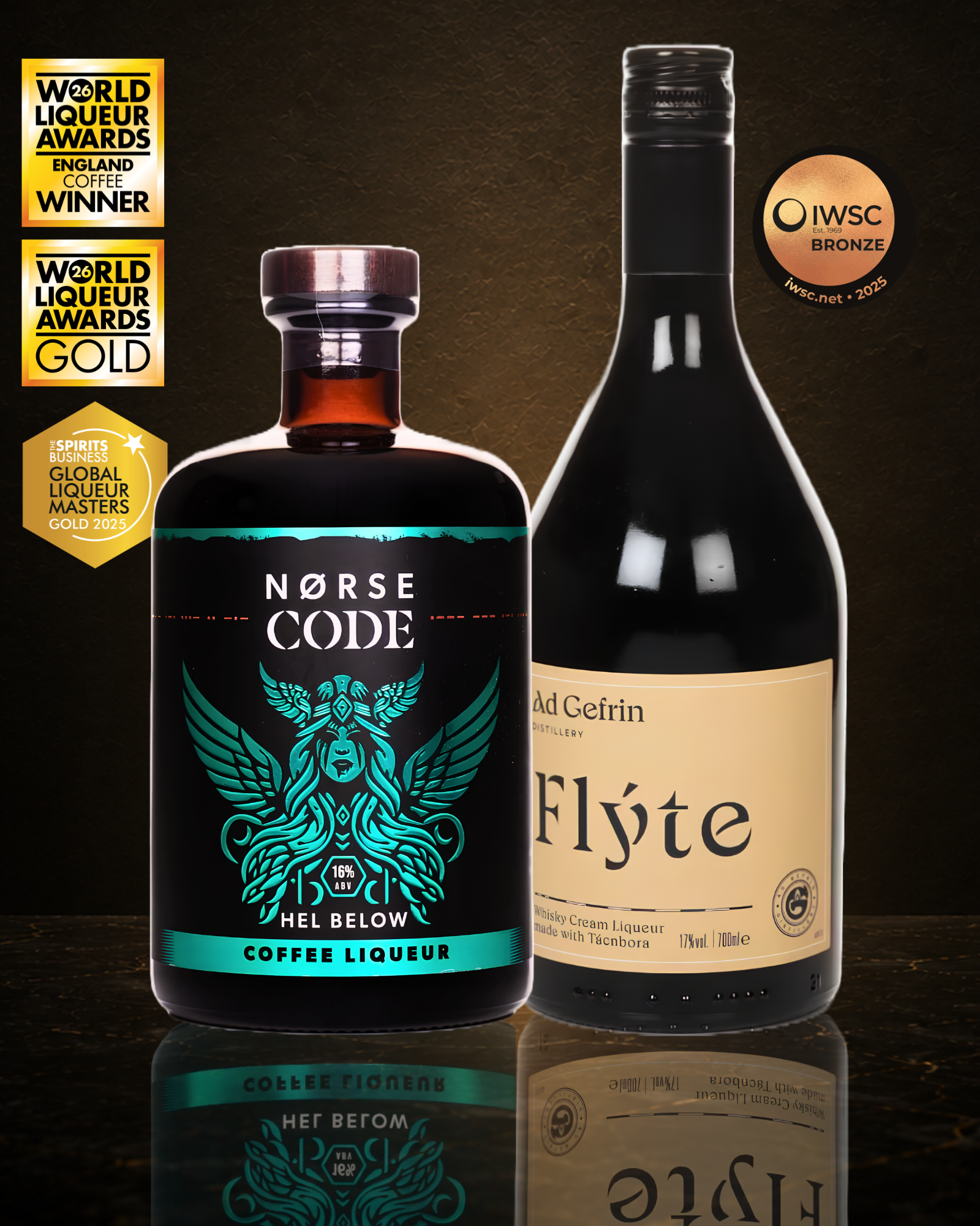 Bundle of NORSE CODE Hel Below coffee liqueur and Flyte cream liqueur for Baby Guinness serves